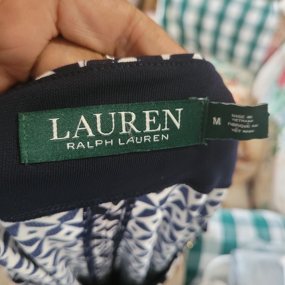 Ralph Lauren Navy and White Geometric Midi Dress - Picture 7 of 8